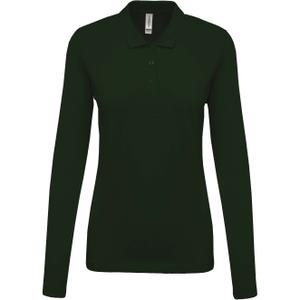 k257-kellygreen-polo-damskie-z-dlugim-rekawem-kariban-pique-ciemnozielony